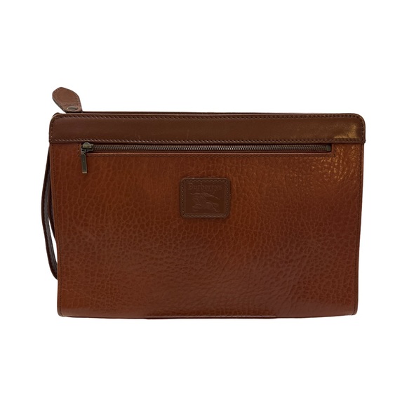 Burberrys Brown Leather Large Clutch Bag Vintage - Picture 1 of 14